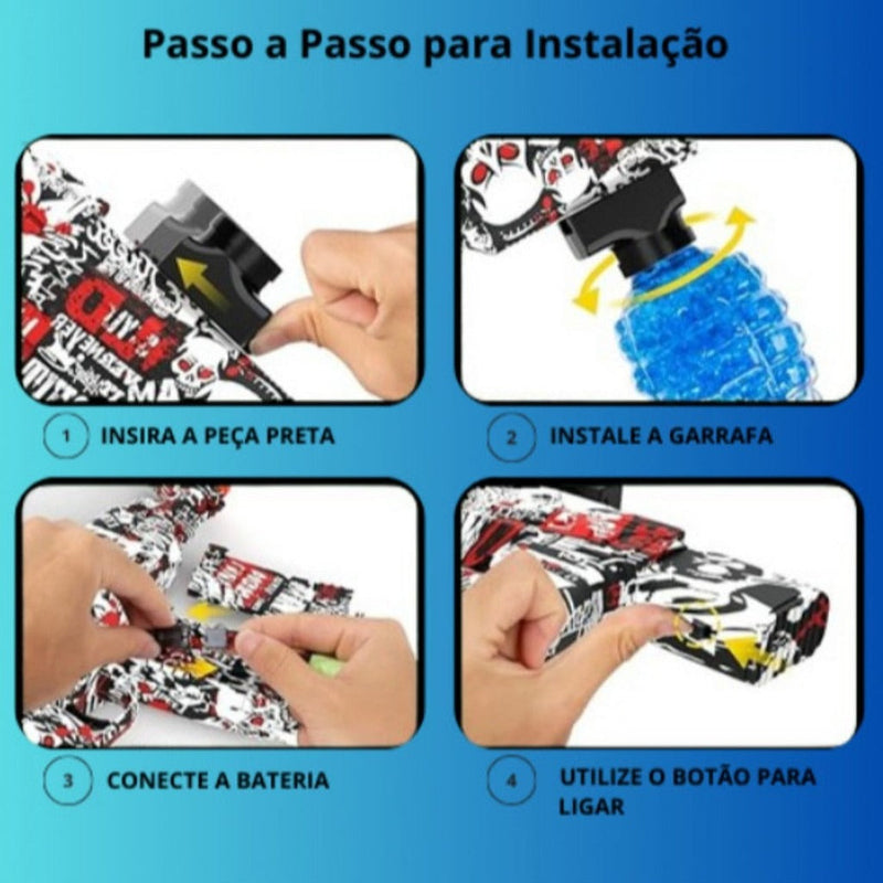 Lançador de Bolas de Gel Recarregável | Diversão Segura e Sem Sujeira